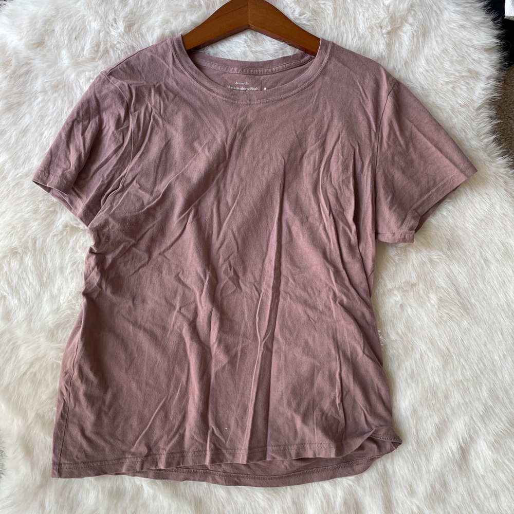 Abercrombie & Fitch Women's Relaxed Mauve T-Shirt